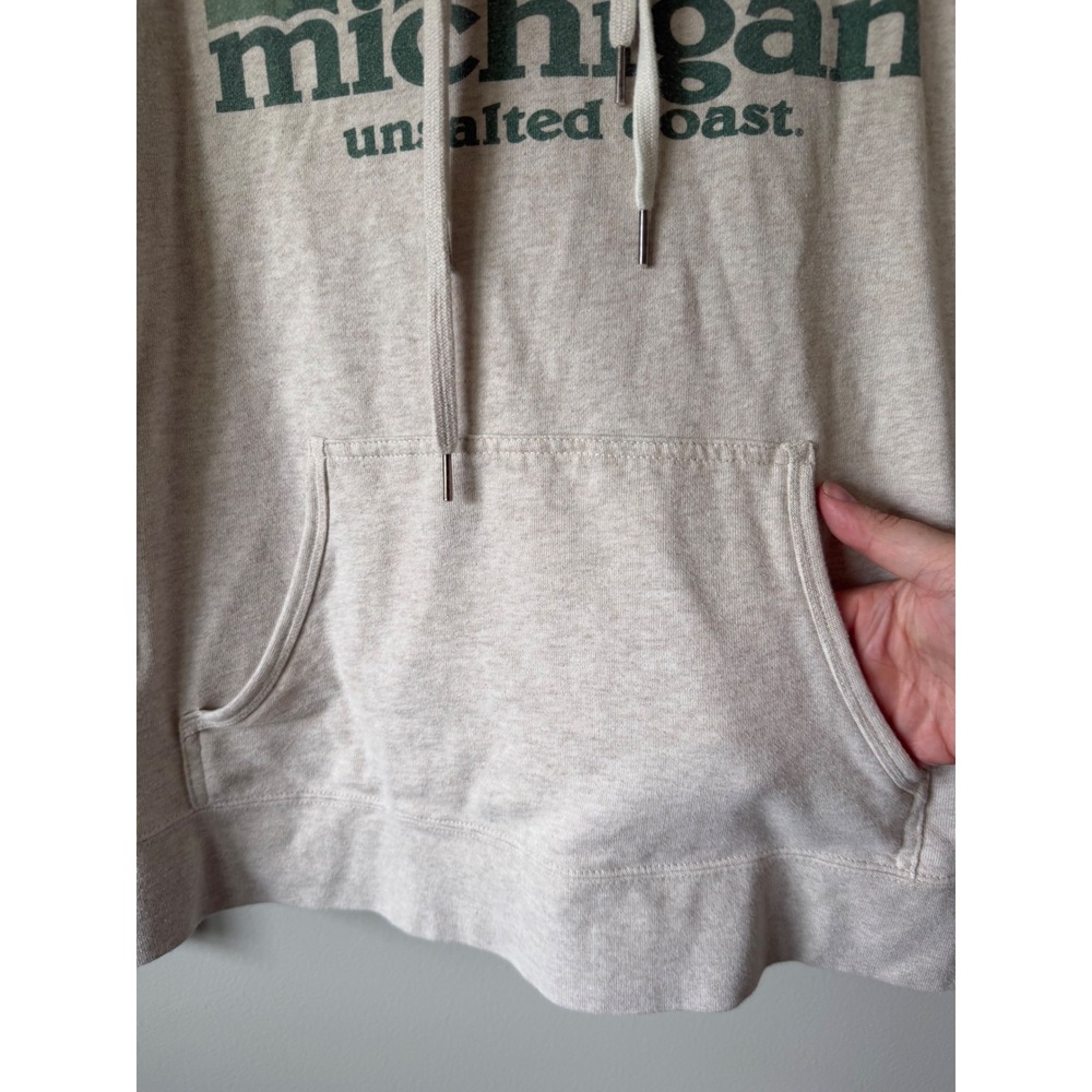 Unsalted Coast Michigan Graphic Hoodie Oatmeal‎ Heather Thumbhole Cuffs XL - Picture 6 of 8